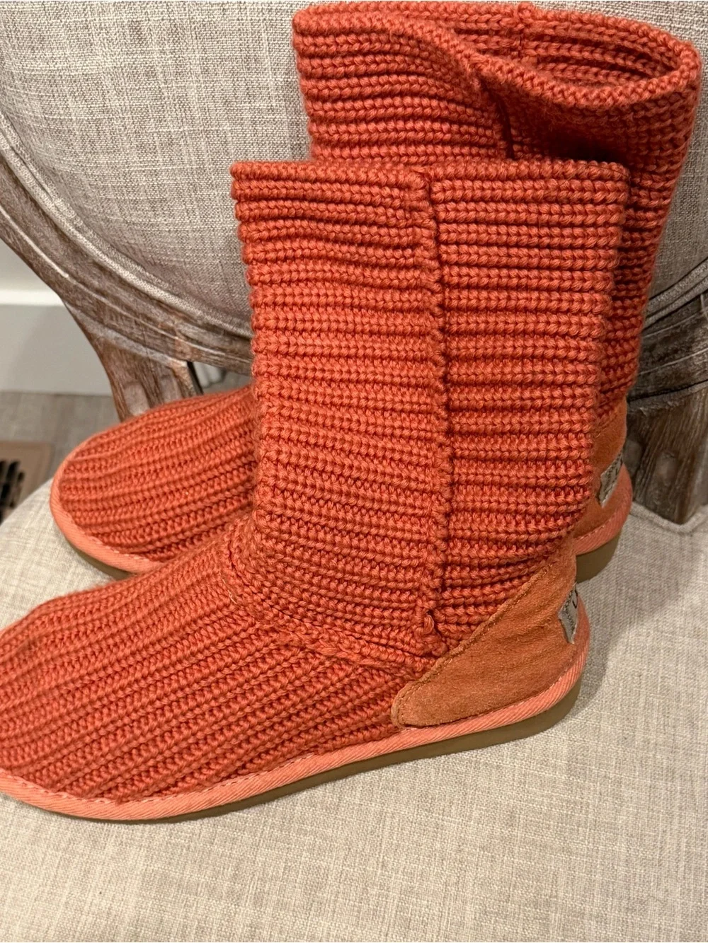 UGG Orange Knit Slipper Boots - Picture 2 of 8